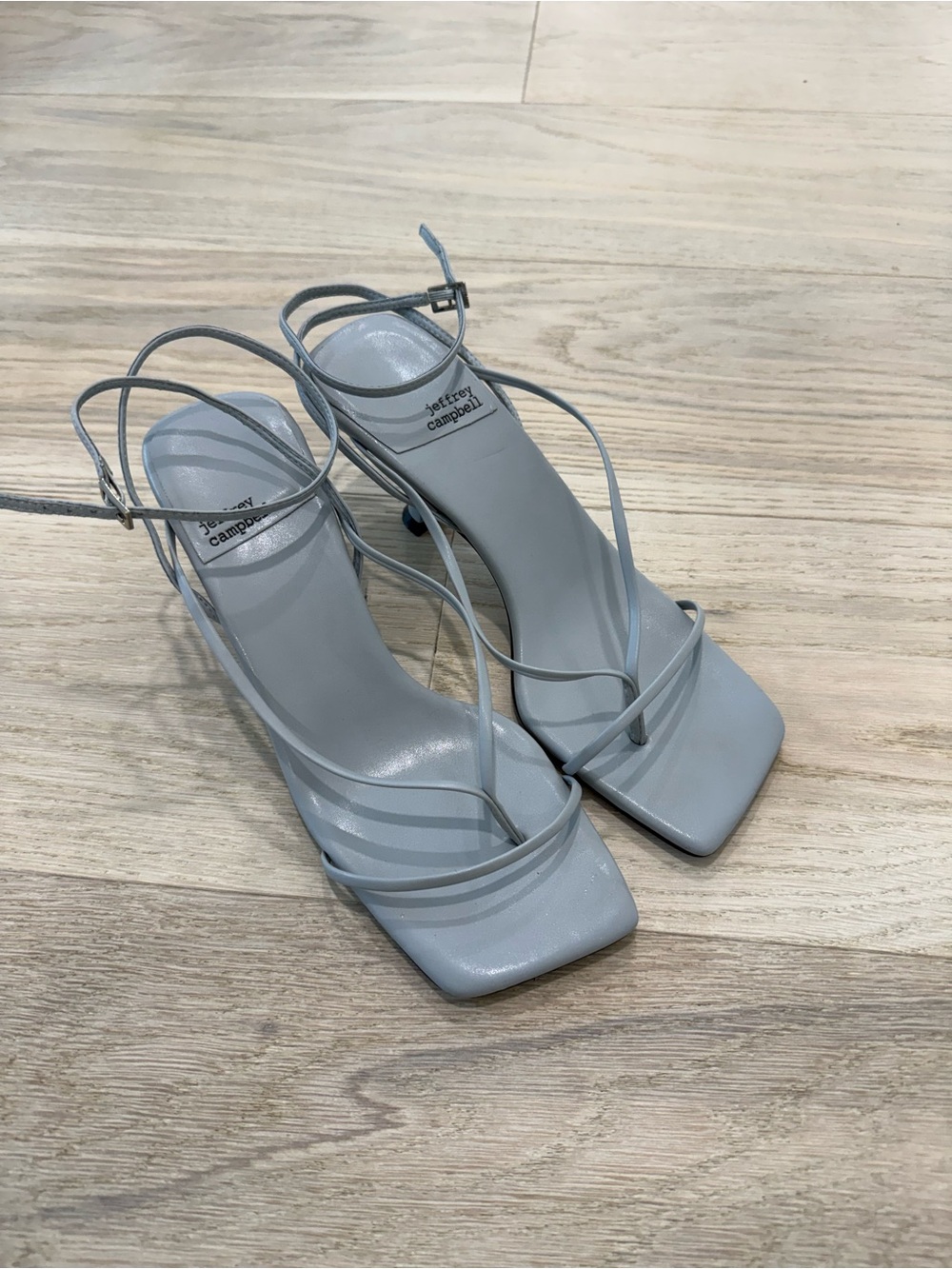 Jeffrey Campbell FLUXX Light Gray Strappy Square-Toe Heels Size 9